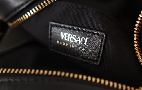Versace Black Nappa Leather Medusa Round Shoulder Bag